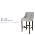 thumbnail image 5 of BizChair 30" High Transitional Tufted Walnut Barstool with Accent Nail Trim in Light Gray Fabric, 5 of 13