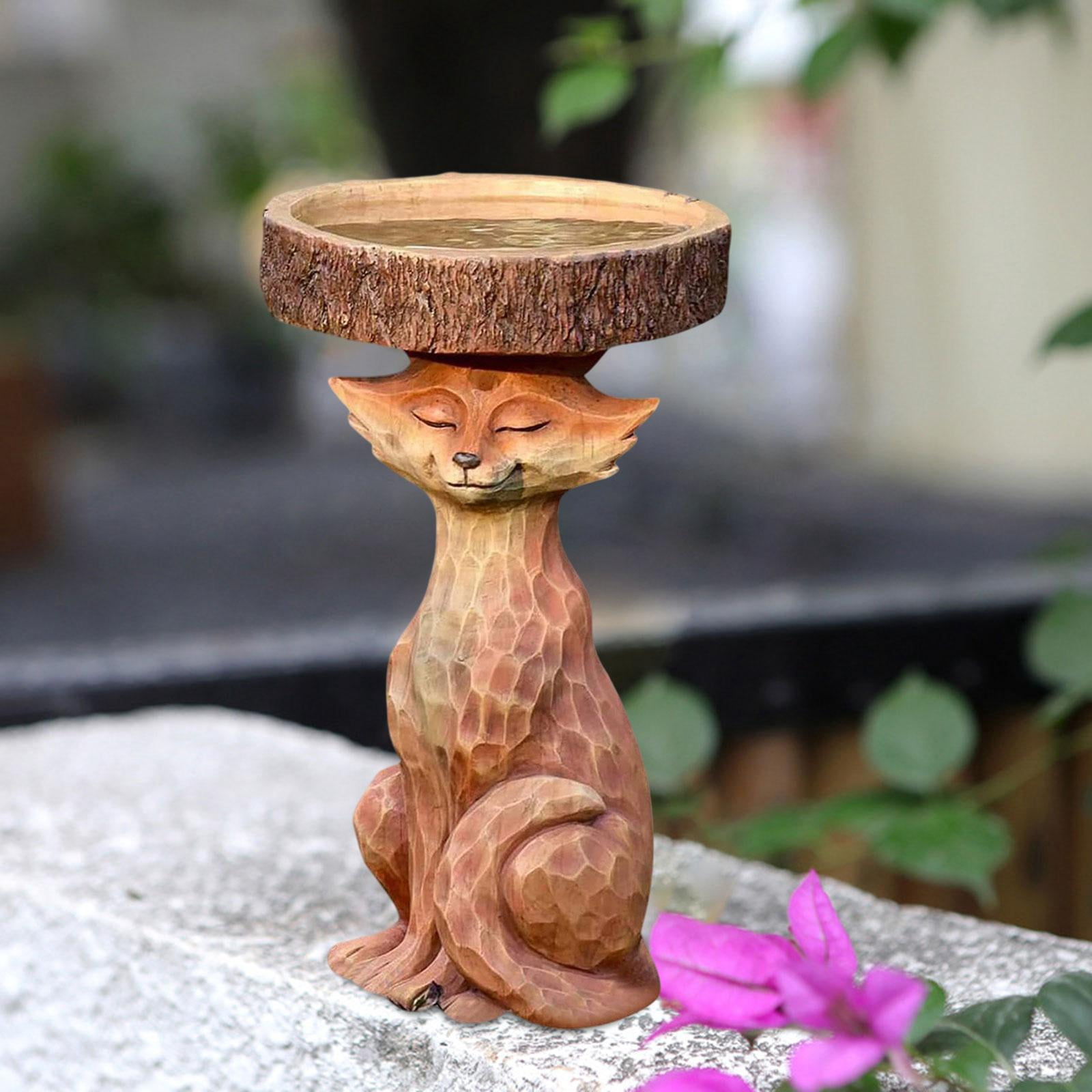 Colaxi Garden Bird Bath Bowl Lowrie Statue Figurine Deck Fence Outdoor Lawn Resin Feeder Animal Sculpture for Courtyard Railing Yard
