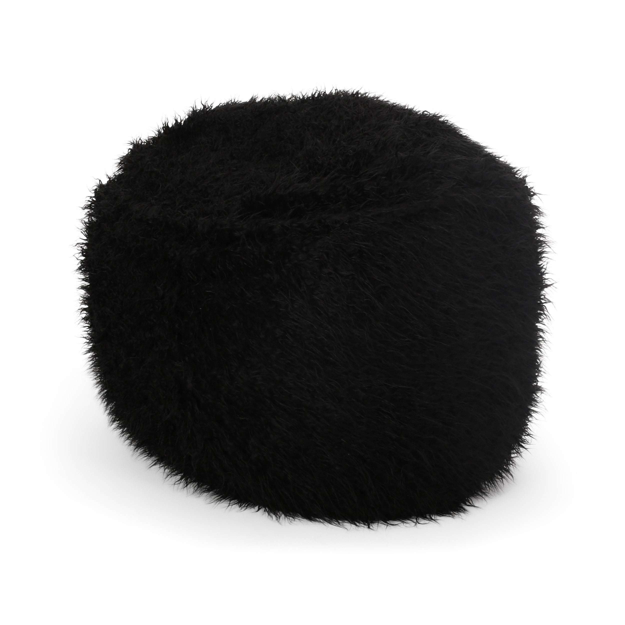 Carnegy Avenue Black Furry Fabric Bean Bag