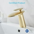 thumbnail image 5 of Wovier Brushed Gold Waterfall Bathroom Sink Faucet with Supply Hose,Single Handle Single Hole Lavatory Faucet,Slanted Body Basin Mixer Tap Commercial, 5 of 7