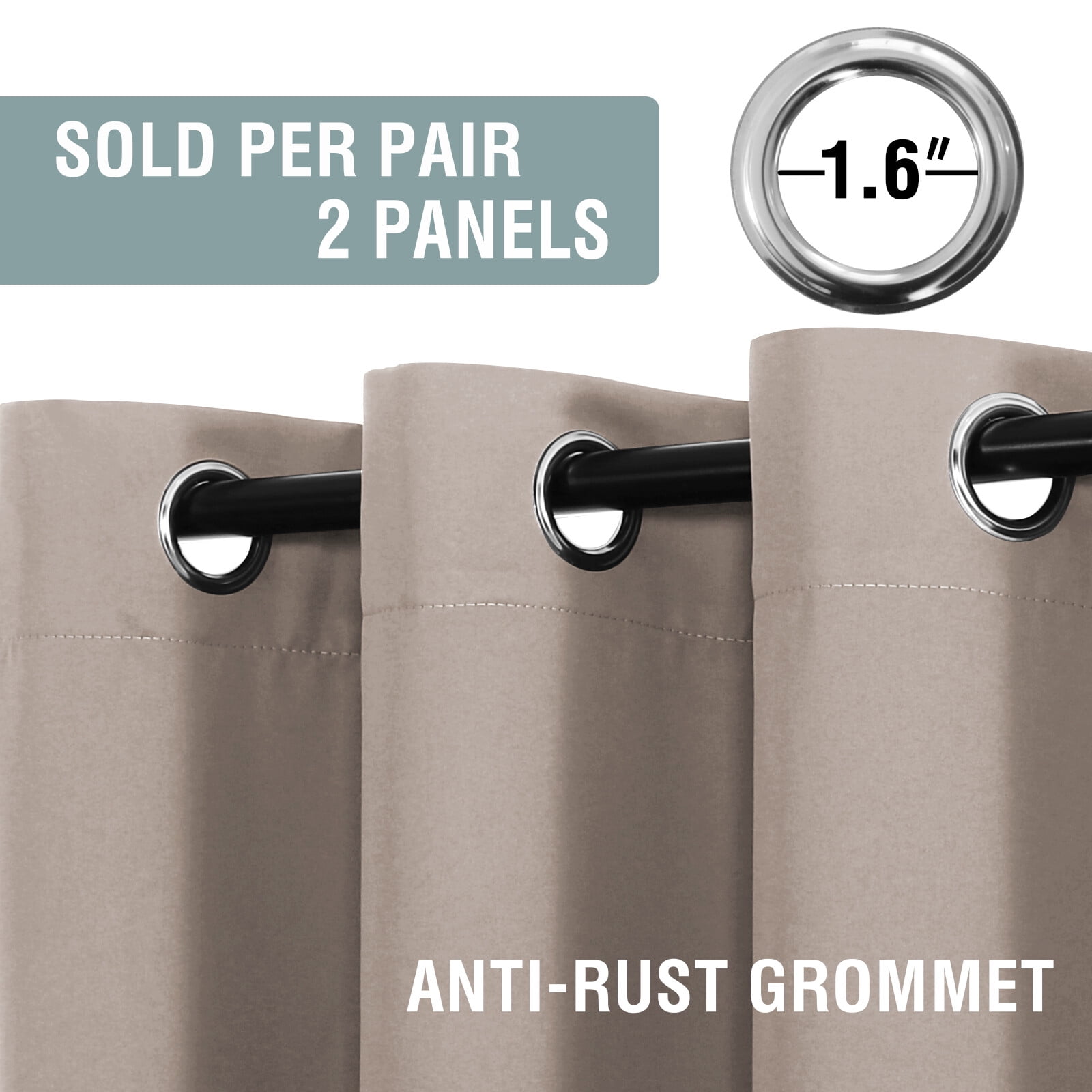 H.Versailtex 100% Blackout Curtains for Bedroom - Contemporary Natural Sand Solid Print Grommet Curtain Sets, 52" x 63", 2 Panels