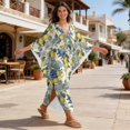 thumbnail image 4 of Xixirimido Bird Lemon Floral Print Women's Kaftan Dresses Plus Size Beach Cover Up V-Neck Batwing Sleeve Swimsuit Coverup Summer Caftan Dress, 4 of 7