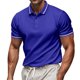 thumbnail image 1 of Blusa y camisa de manga corta con cuello vuelto para hombre, informal, lisa, de manga corta, con botones y cuello vuelto, de poliéster., 1 of 8
