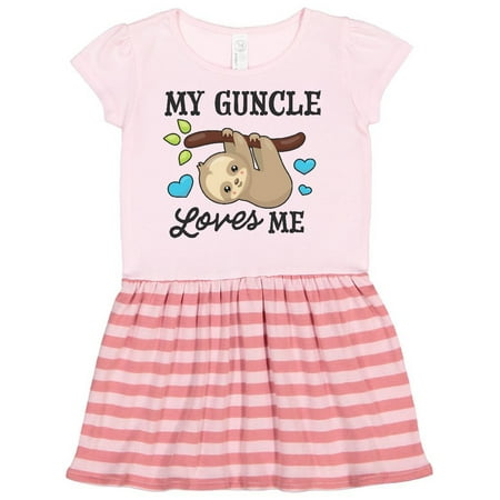 

Inktastic My Guncle Loves Me with Sloth and Hearts Gift Toddler Girl Dress
