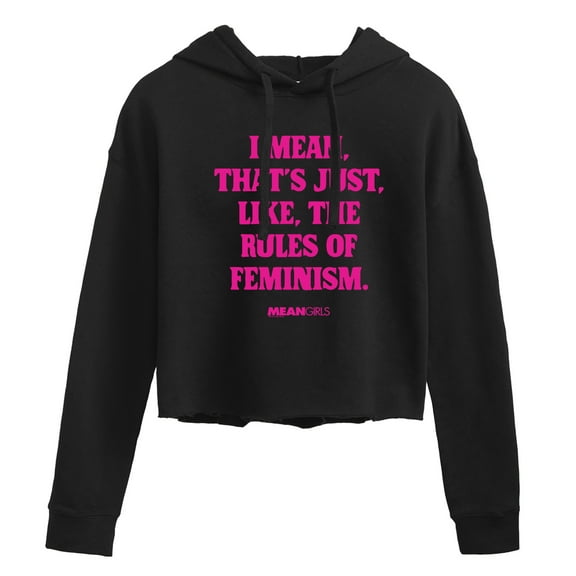 Mean Girls - Rules Of Feminism - Juniors Cropped Pullover Hoodie