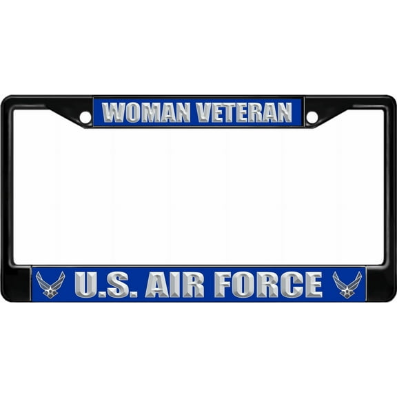 U.S. Air Force Woman Veteran Black License Plate Frame