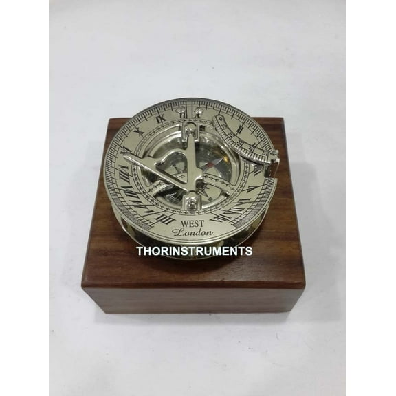 Thor Instruments Sundial Compass - Solid Brass Nautical Compass Chrome Finish