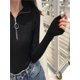 thumbnail image 2 of Suéter de cuello alto con cremallera para mujer, jersey de punto, cuello alto, básico, para otoño e invierno, ajustado, color negro, 2024, 2 of 5