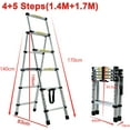 thumbnail image 4 of Telescoping Ladder A-Frame 4+5 Step Ladder Aluminum Extension Step Ladder Multi-Purpose Folding Portable Household Heavy Duty for Clean Decoration Home Garage Kitchen (1.4M-1.7M,330lb Max Load,EN131), 4 of 7