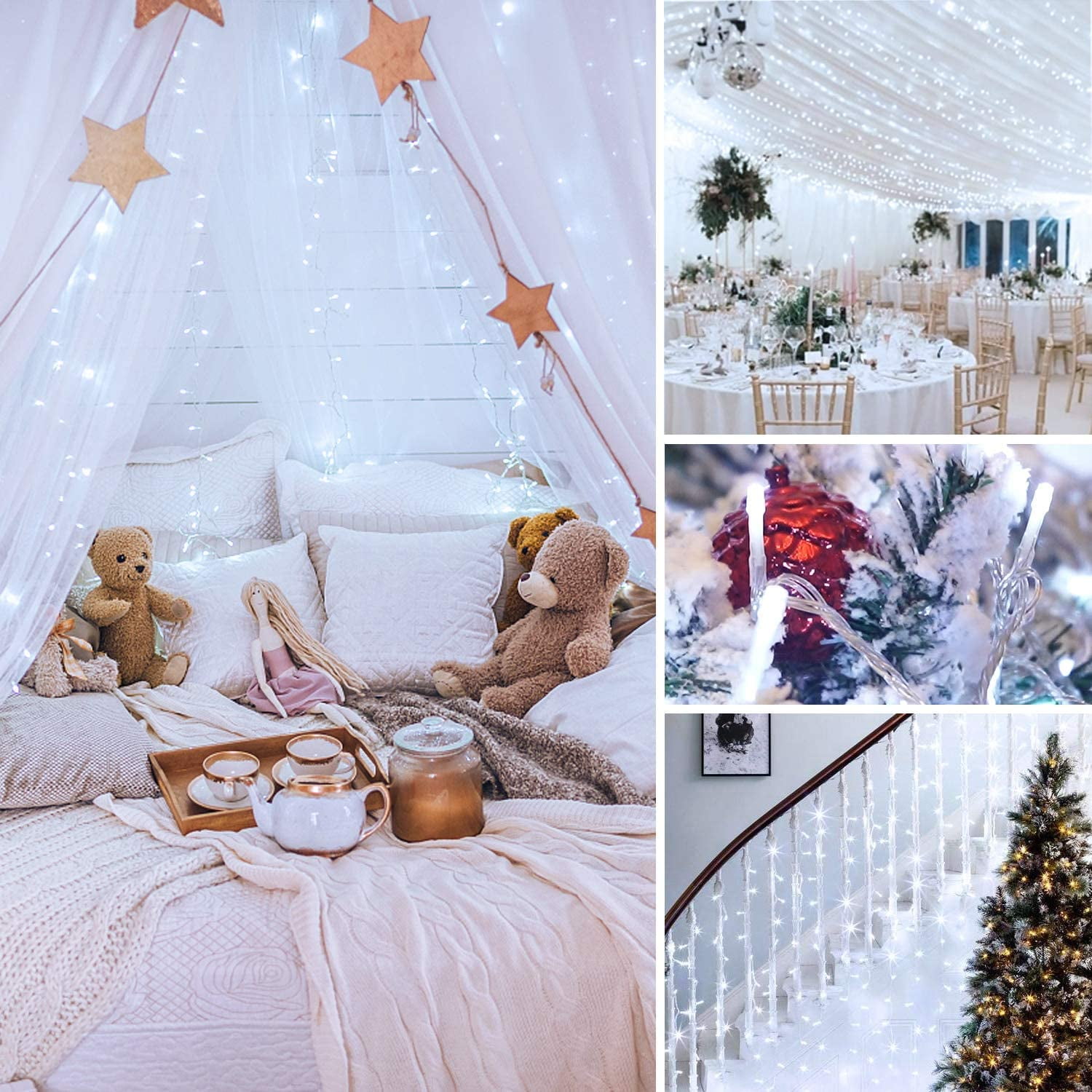 32.8FT 100 LED Twinkle String Lights Indoor Outdoor, Plug in Christmas  Lights with 8 Modes Fairy String Lights for Tree Bedroom Wedding Xmas  Decorations(Cool White) - Walmart.com, image size:1500x1500