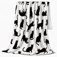 thumbnail image 2 of Playful Black Cats White, Playful Pet Portrait Pattern, Warm Flannel Blanket for Living Room and Bedroom with Detailed Artwork, Cat Lovers Thanksgiving Gift, Pet Lover Home Decor, 2 of 9