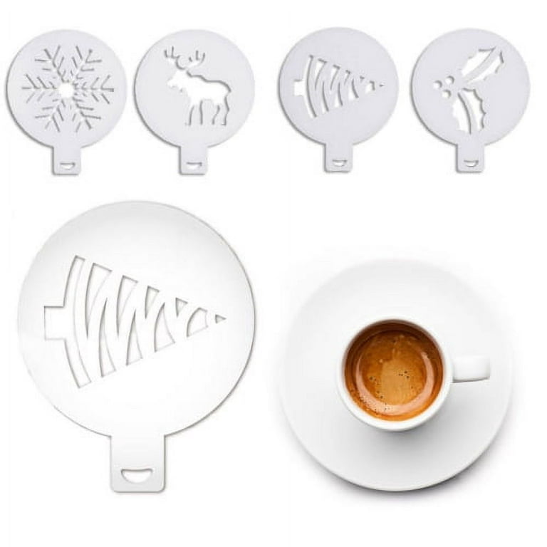 36 Coffee Decorating Stencils + 1 Stainless Steel Mesh Powder Shaker + 1 Coffee Latte Art Pen, Magnoloran Foam Latte Art Stencils Barista Templates