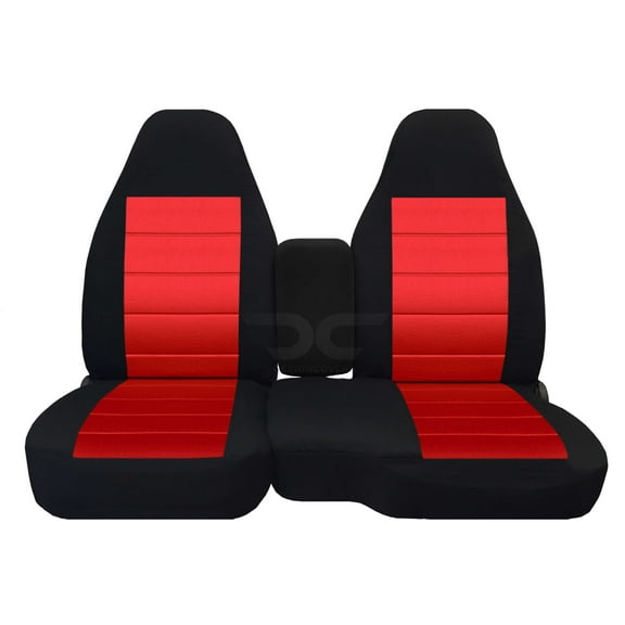 T58-Designcovers Fits 2004-2012 Chevy Colorado/GMC Canyon Velour Truck Seat Covers(Front 60/40 Split Bench)Opening Console:Black and Red