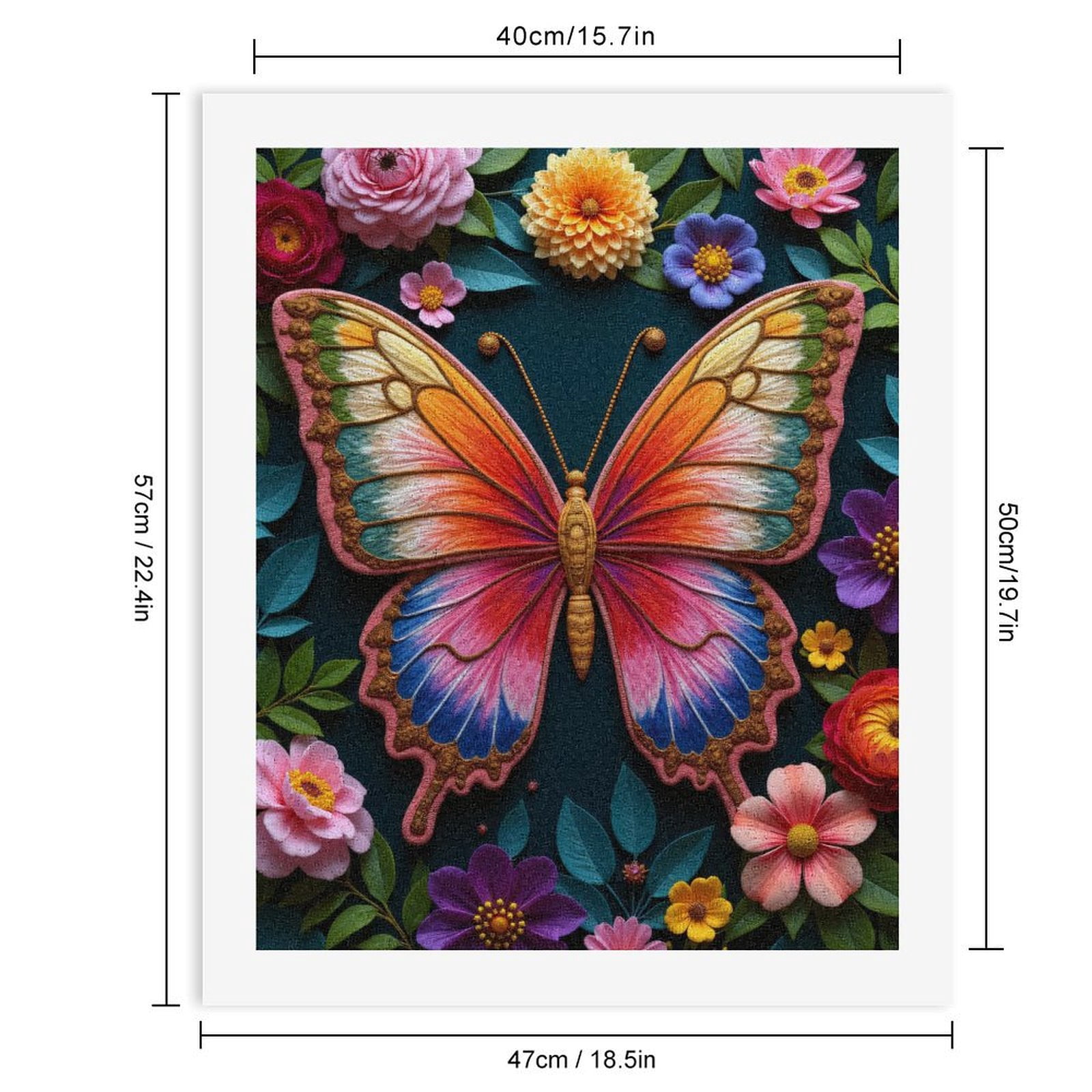Paint By Numbers Kit for Adults Beginner - Colorful Butterfly Floral Nature Art DIY Canvas Painting Kits for Adults, Frameless Paint By Number for Adults for Home Wall Decor 16x20 Inch