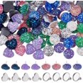 thumbnail image 2 of 1 box 210pcs 90 Pairs Heart Flat Round Resin Cabochons Faux Druzy Cabochons Stud Earring Findings Flat Back Dome 9 Colors with 10pcs Stud Earring Findings 10pcs Ear Nuts for Earring Jewelry Making, 2 of 7