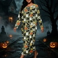 thumbnail image 5 of Women's Plus Halloween Nightgown Pumpkin Ghost Print Crewneck Long Sleeve Dress Fall Loungewear Sleep Maxi Dress, 5 of 7
