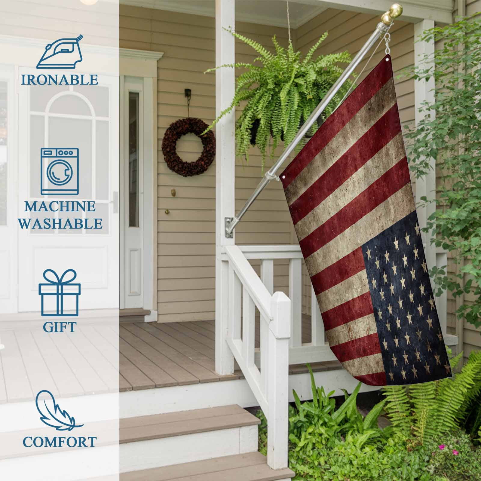 4th of July Flags for Outside 3x5 ft Vintage American Flag Outdoor Flags Double Sided Grommets House Banner Retro USA Flag Patio Yard Flag for Outdoor Party Porch Garden Independence Day Decor