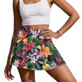 thumbnail image 3 of HELLHERO Tropical Floral Print Built-in Shorts Athletic Skort, 2 Side Pockets Lightweight Polyester Spandex Fabric Golf Skorts for Tennis Outing Daily Wear, 3 of 9