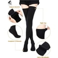 thumbnail image 5 of PULLIMORE Womens Thigh High Socks Over the Knee Stocking Extra Long Boot Socks Leg Warmers (Black), 5 of 9