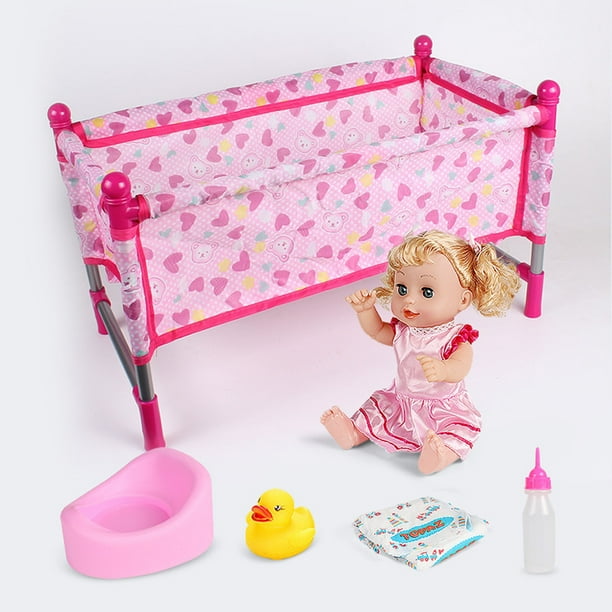 Cama Portátil Para Muñecas Con Estructura De Acero Y Tela ABS – Cuna Plegable Y Ligera Para Niños Y Niñas, Regalo Para Juegos De Rol Y Decoración
