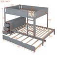 thumbnail image 2 of Harper & Bright Designs Full Over Full Bunk Bed with Trundle and Desk, Solid Wood Bunk Bed Frame with Storage Drawers and shelves for Bedroom, Gray, 2 of 17