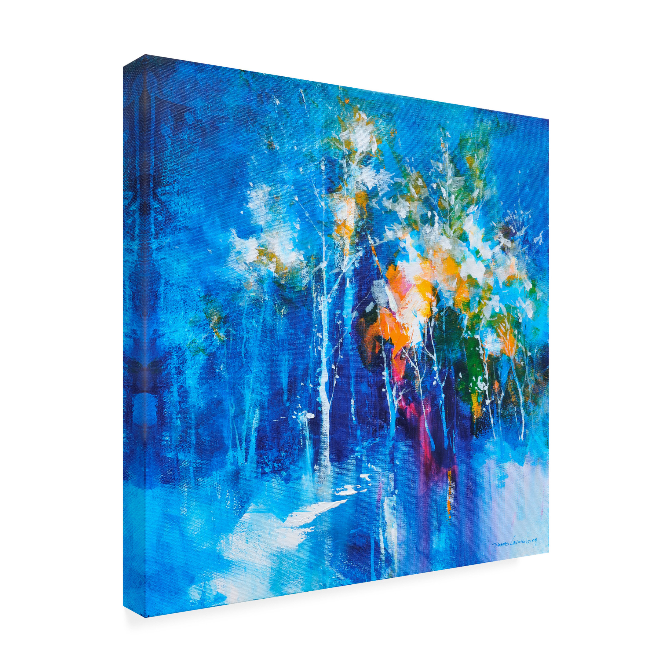 Canvas Wall Art - Thomas Leung 'Winter Blues' Wall Art for Living Room, Bedroom, or Office Décor by Trademark Fine Art - 35 x 35 Inches