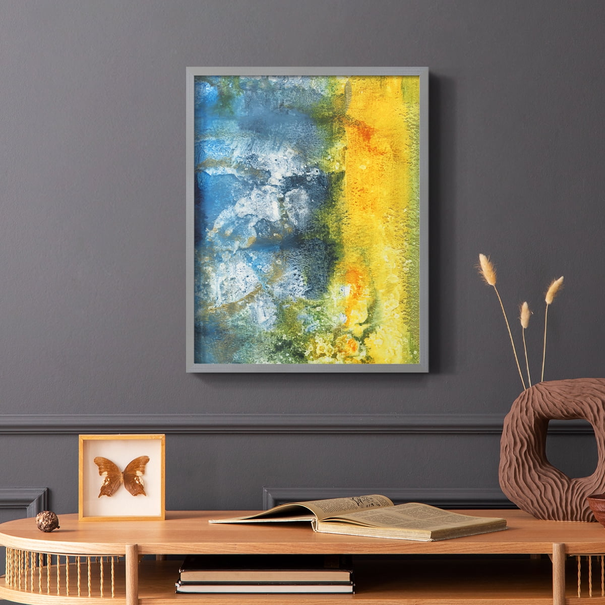 Aquatic Energy II Framed Print in Gray Solid Wood Framed Print No Nail Hanging