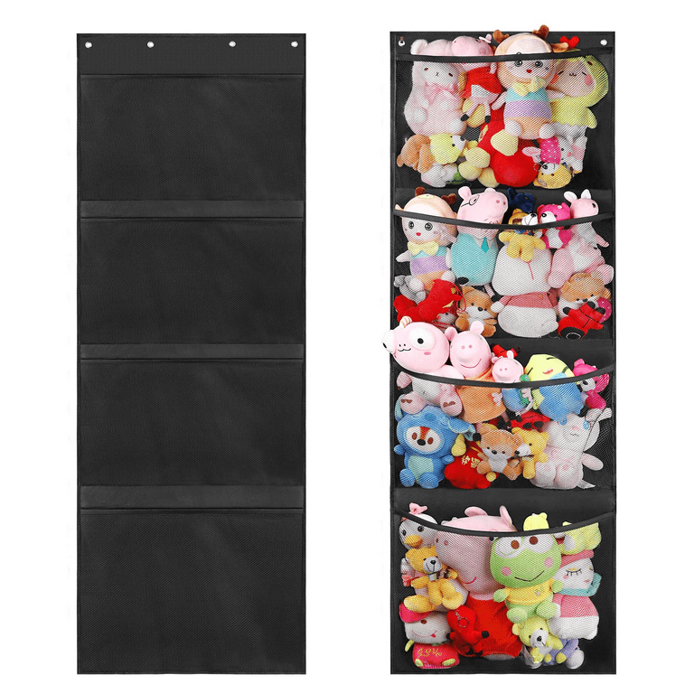Stuffed Animal Storage,Over the Door Organizer for Filling Stuff , Portable  Hanging Stuffed Animal Storage ,Durable Stuffed Animal Net or Hammock,Easy  to Install(Black) 