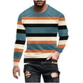 thumbnail image 2 of Zylanna Men's T-Shirts Tee, Long Sleeve Crew Neck Striped Stretchy Casual Tops for Man Multicolor, 2 of 5