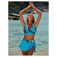 thumbnail image 3 of Women's Swimsuit Tank Top Split Skirt - Flat Cut Conservative Swimwear for Hot Springs, Sports, Slimming, High Waisted, Open Back Bathing Suit, 3 of 5
