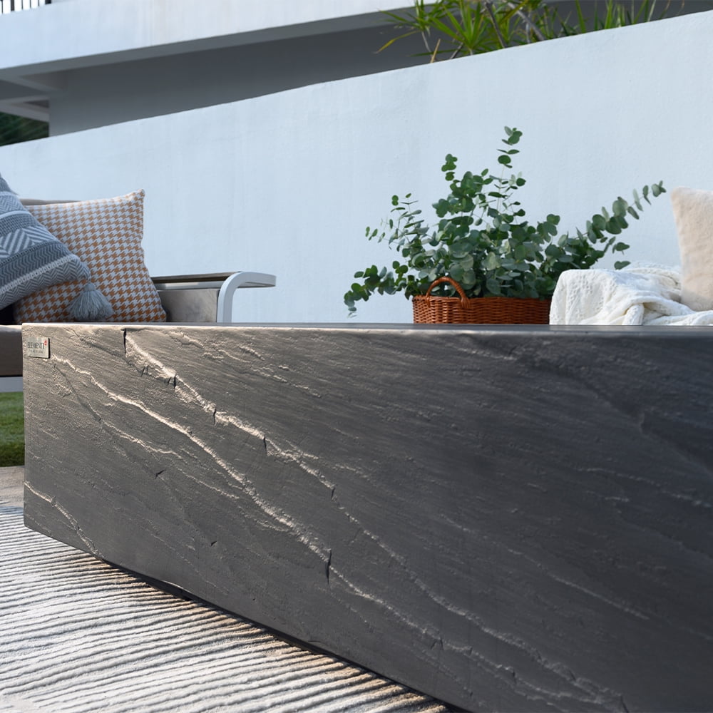 Elementi Plus Capetown Natural Gas Fire Pit for Outside Outdoor Fire Pit Table Smokeless Firepit Concrete Rectangular Fire Table Patio Heater Fireplace 60000 BTUs - Slate Black, 55.9 x 31.9 Inches