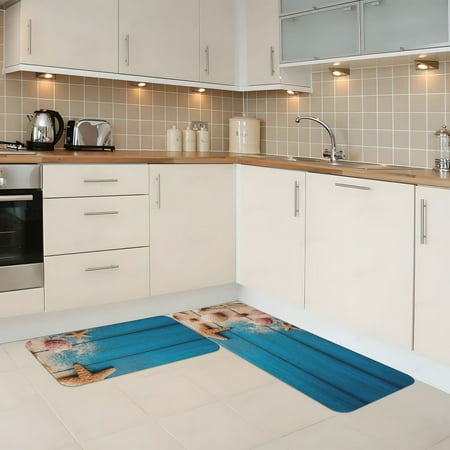 

Kitchen Mats for Floor 2 Piece - Shells And Starfish Anti Fatigue Mats for Kitchen Floor Kitchen Rugs Non Slip Washable Mat for Home Kitchen Decor