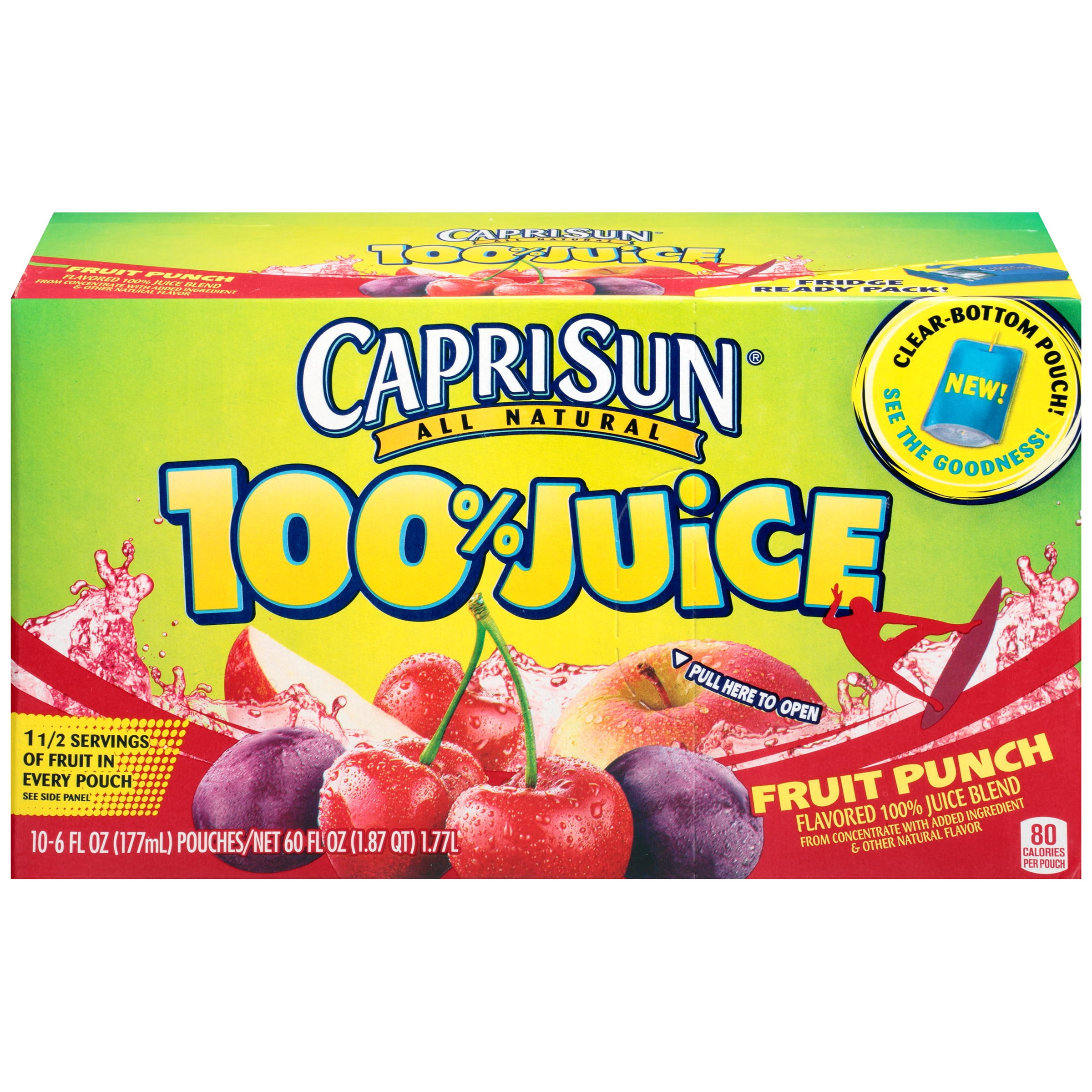 Capri Sun 100% Juice, Fruit Punch, 6 Fl Oz, 10 Ct by Kraft