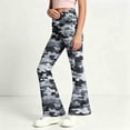 thumbnail image 5 of Spazoro Girls Flare Pants with Pockets, Loose Fit High Rise Button Zip Camo Print Lightweight Bell Bottom Trousers for Street Daily Wear Gray Size 13-14, 5 of 7