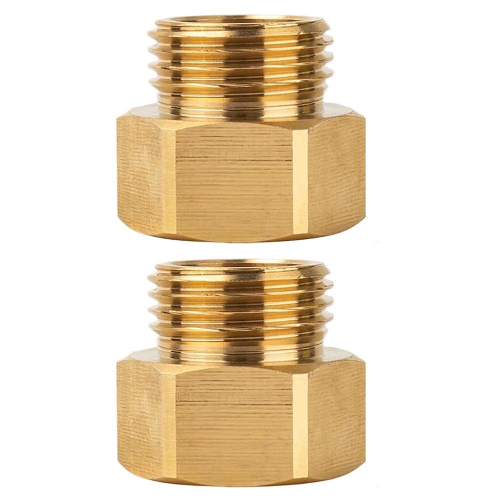 Brass Hose Bib Adapter – 1-1/16" Fine Thread Female To 3/4" GHT Male – Faucet Fitting