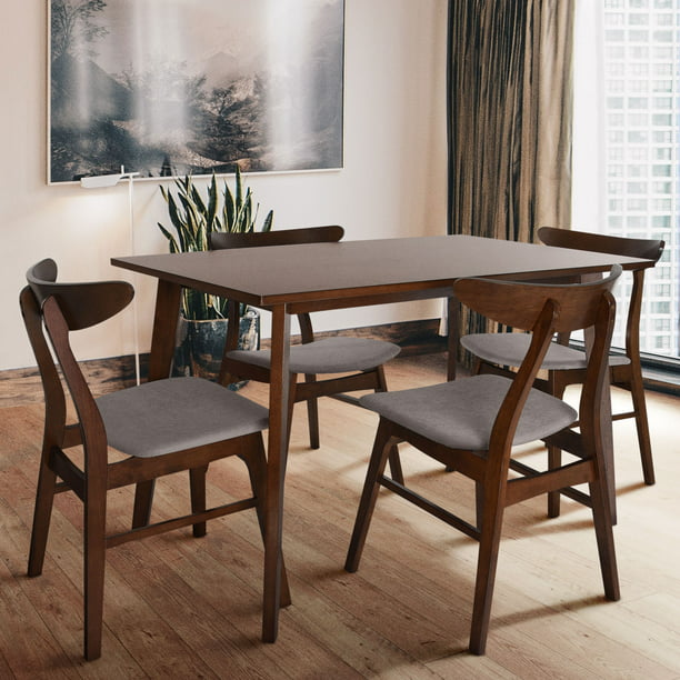 Zenvida Mid Century 5 Piece Dining Set, Mid Century Modern Dining Room Table Chairs