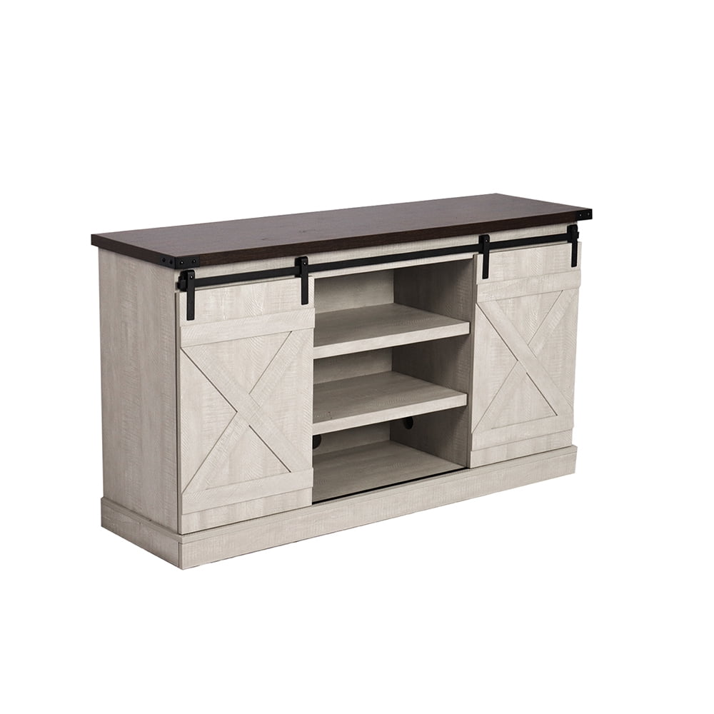 Kepooman Mid Century Modern Wood TV Stand for Living Room, TV Cabinet with Storage Space and Shelf, White Kepooman Mid Century Modern Wood TV Stand for Living Room, TV Cabinet with Storage Space and Shelf, White