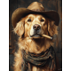 thumbnail image 1 of Qisvanset Framed Canvas Wall Art 12x16 Inch Hat Cigar Golden Retriever Western Pet Art, 1 of 5