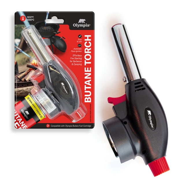 Olympia Butane Torch, 1832°F (1000°C) High-Heat Flame, Piezo Ignition