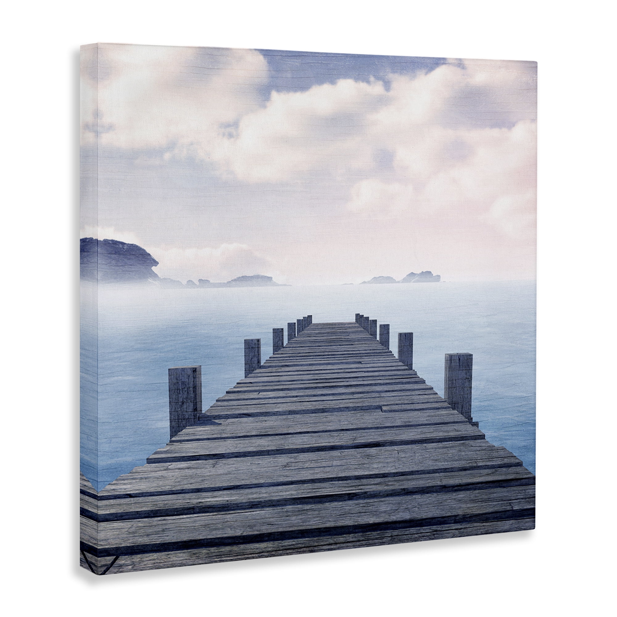 Stupell Industries Clouds over Sea Dock Nautical & Beach Painting Wrapped Canvas Art Print Wall Art, 24 x 24