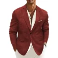 thumbnail image 4 of Trajes casuales para hombre, chaqueta deportiva de lino, chaqueta individual, solapa con muescas, traje masculino para verano, playa, vestidos de boda, fiesta, disfraces de lino, 4 of 5