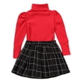 thumbnail image 5 of Kids Baby Girls Two-piece Outfits Set Solid Color Turtleneck Knitwear Tops Sweater + Pleated Skirt 0-5T, 5 of 11