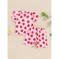 thumbnail image 6 of Aojekbee Little Girls Summer 2PCS Sets Flying Sleeve O Neck Strawberry Print T-shirt Shorts Sets, 6 of 10