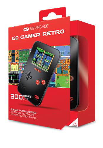 220 Retro Style Games My Arcade Go Gamer Portable Red Handheld Gaming System Full Color Display Volume Buttons Battery Powered 16 Bit High Resolution Headphone Jack 