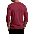 thumbnail image 4 of GrmtClth Men's American Flag Shirt Patriotic Fourth Of July Tops Classic 3/4 Sleeve T-Shirt Fashion Soft Round Neck Clothes Wine S, 4 of 5