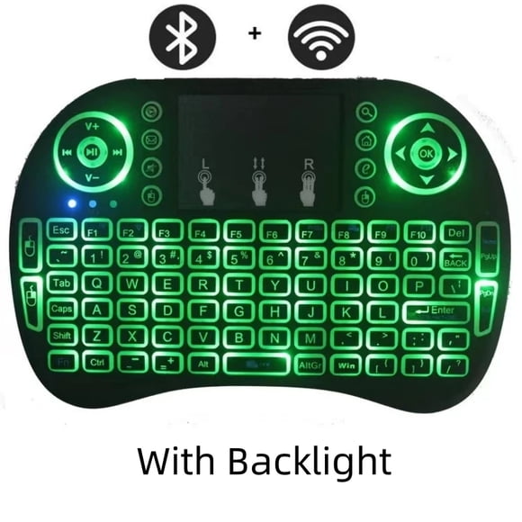 Mini Wireless Keyboard Rechargeable Bluetooth Keyboad Touchpad Air Mouse RGB Backlit Keyboard Remote Control for Android TV Box (7 Color Backlight)