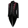 thumbnail image 6 of IROINNID Mens Zip Up Jacket Loose Gothic TailCoat Steampunk Retro Tail Coat Medieval Lapel Court Dress Slim Coat,Black, 6 of 8