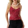 thumbnail image 1 of Argulvti Women Camisole, Sleeveless Tops V-neck Backless Flower Summer Vest for Party Club, 1 of 7