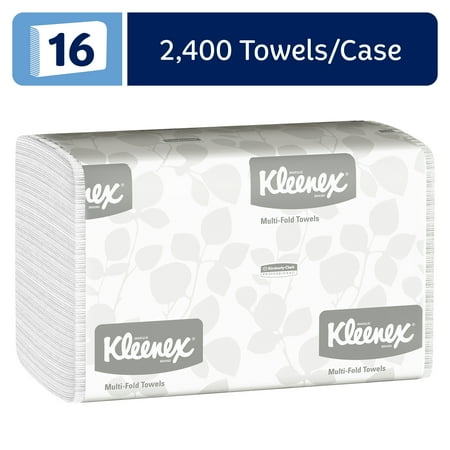 Kleenex® Multifold Paper Towels (01890)  1-Ply  9.2  x 9.4  sheets  White  (150 Sheets/Pack  16 Packs/Case  2400 Sheets/Case)