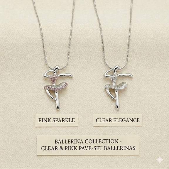 Freebird Jewelry Box Ballerina Necklace - Pink